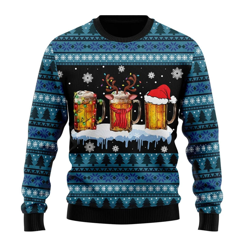Fashion Beer Ugly Christmas Sweater For Women Clothes Hip Hop Bar Party Men Sweatshirts Casual Male Pullovers Beers Tracksuit