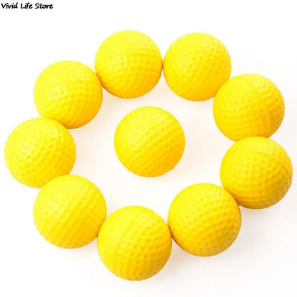 10PCS High Quality Plastic Golf Ball Outdoor Sports Yellow Soft Elastic Golf Balls Golf Practice Training Balls Training Aid