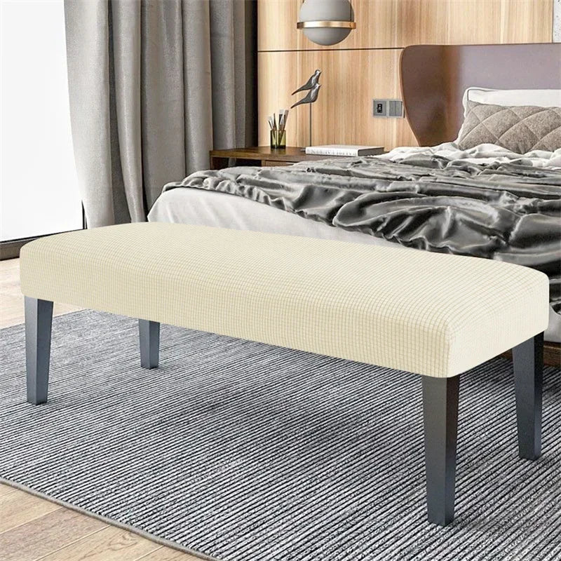 Stretch Dining Bench Covers Polar Fleece Long Bench Covers Anti-Dust Piano Stool Cover Removable Seat Protector Home Decor