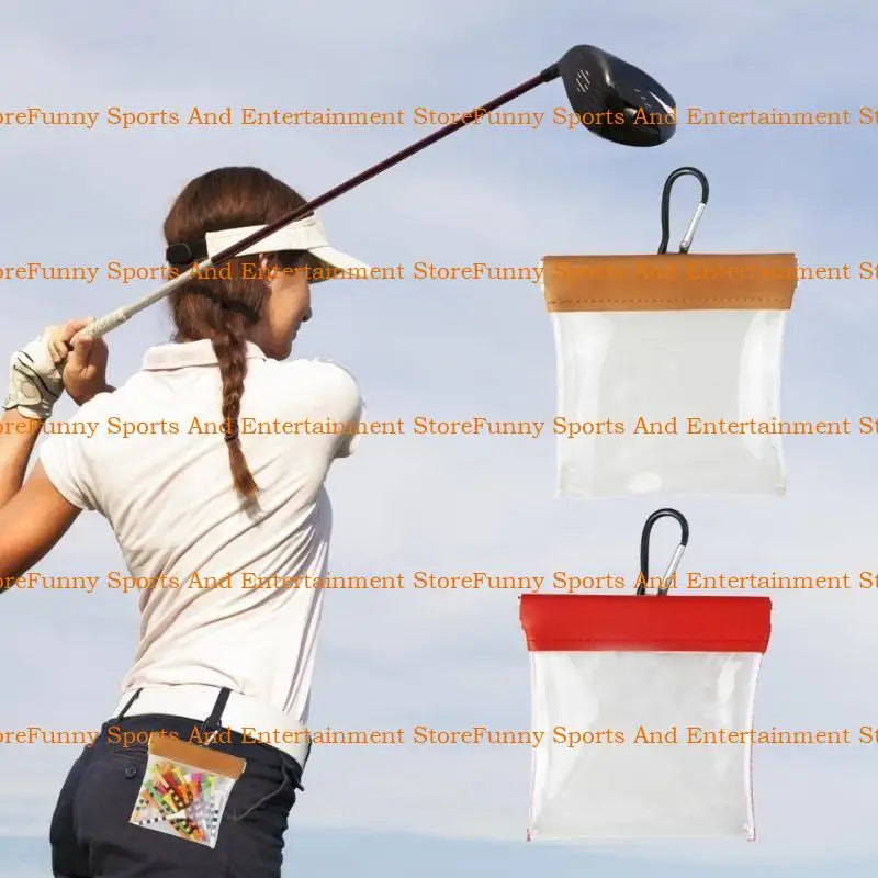C4DE Golf Tees Golf Balls Bag With Clip Light Weight Golf Tees Holder Clear Storage Bags Outdoor Sports Golf Supplies
