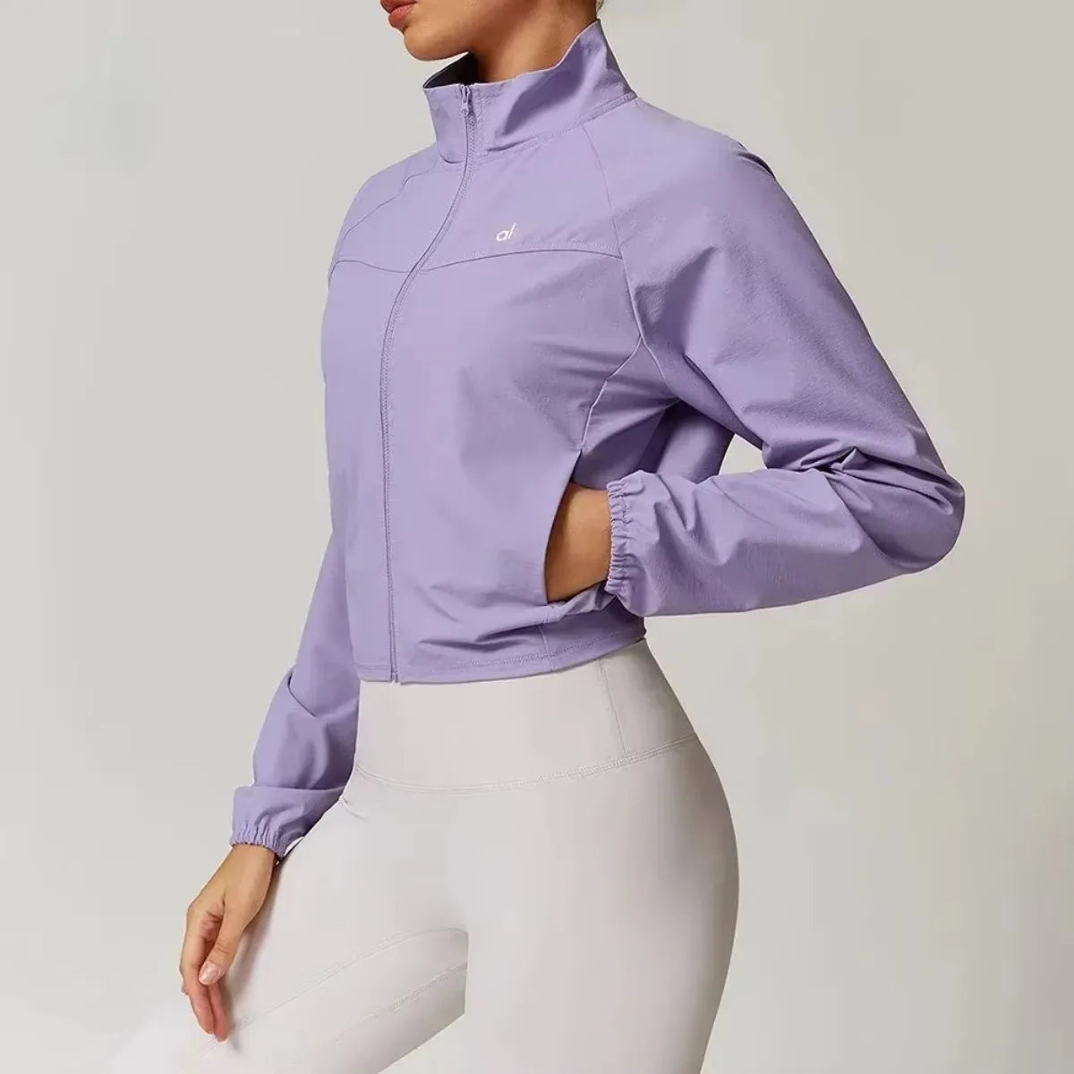 yoga Quick-drying Stand-up Neck Sports Jacket Women's Thin Windproof Outdoor Running Fitness Long-sleeved Yoga Jacket