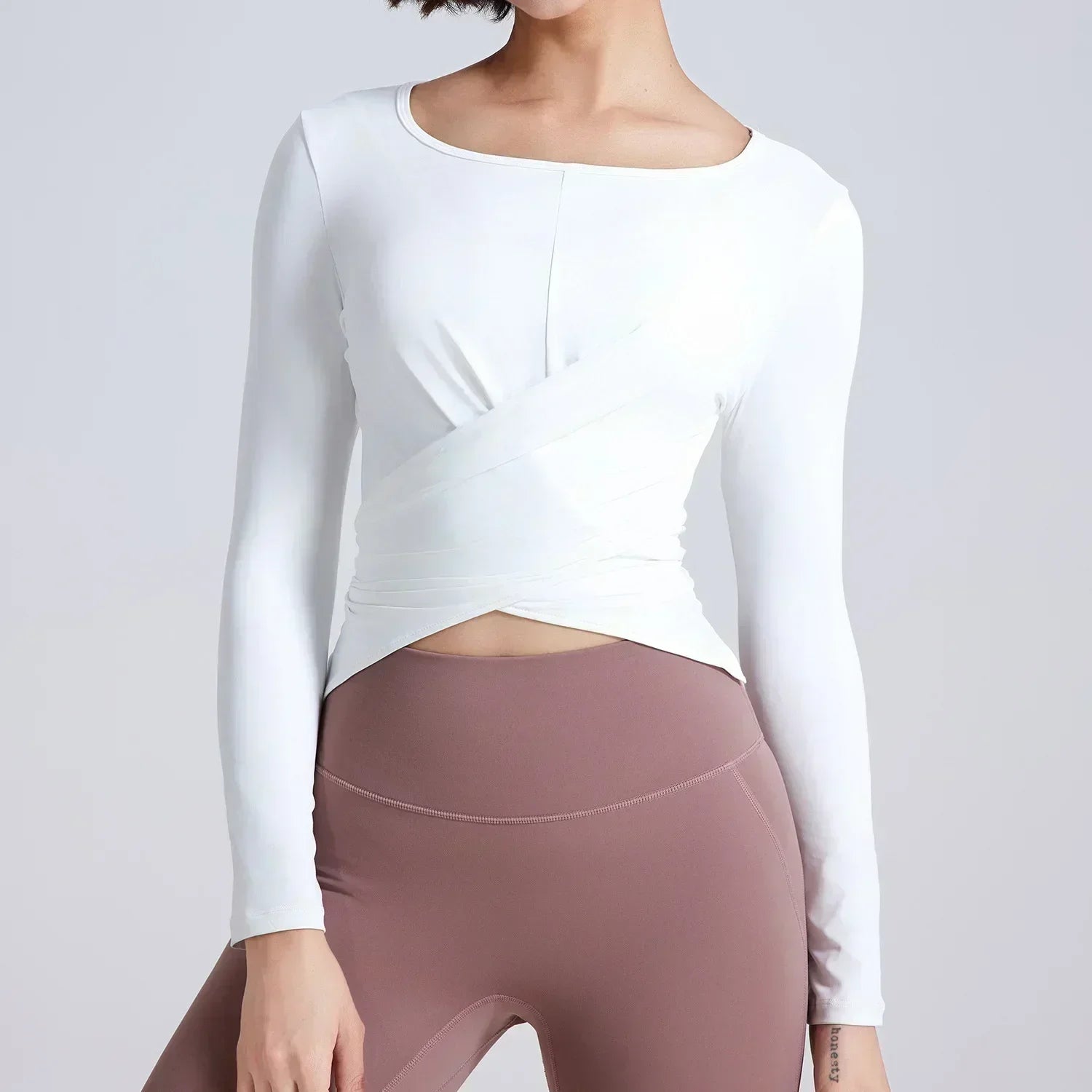 Yoga clothing T-shirt cross waist thin fitness long-sleeved quick-drying breathable Pilates sports tops female
