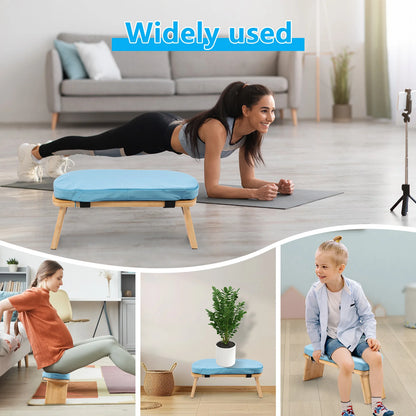 Prayer Bench Foldable Bamboo Yoga Bench with Cushion and Carry Bag Ergonomic Kneeling Stool for Indoor Outdoor Sitting Thinking