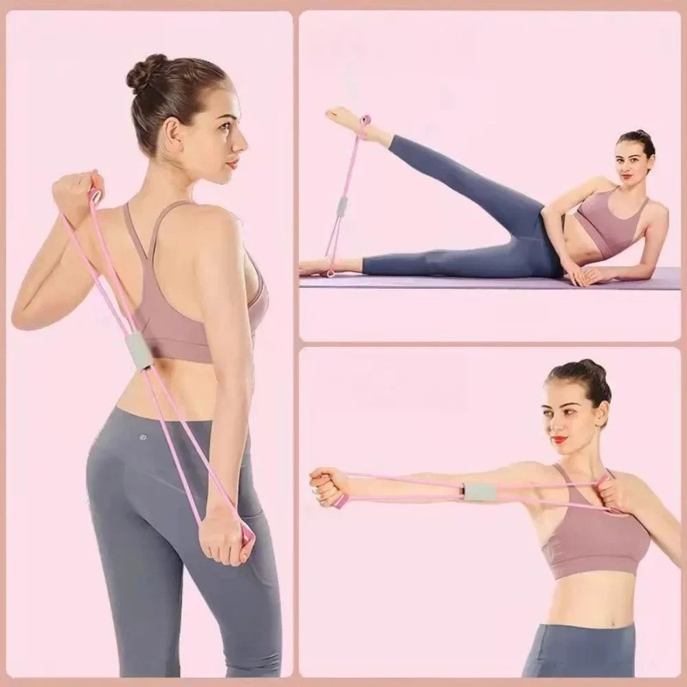 1Pcs 8-shaped Fitness Resistance Band For Women Home Fitness Accessories Rubber Pull Rope Yoga Training Exercise Stretching Belt