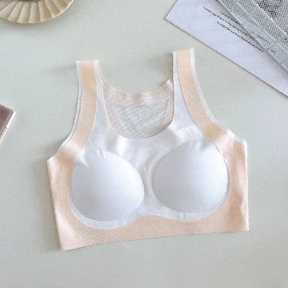Women Sports Bras Fixed Cup Brassiere Wireless Padded Stretch Tank Tops Girls Vest Ultra Thin Breathable Lingerie Large Size