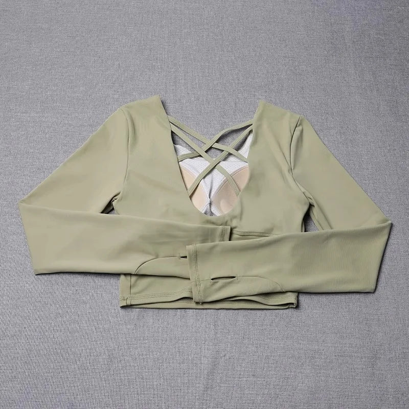 New Yoga Clothing for Women Sports Running Pilates Breathable Training Long Sleeve Top Fitness Clothing