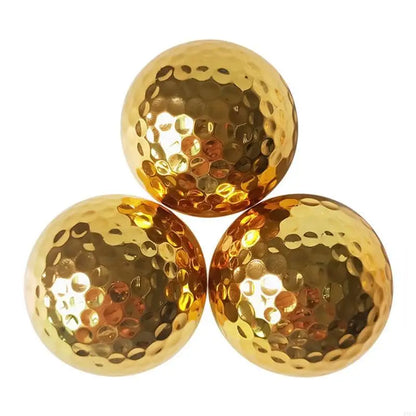652F 4.26cm 1.68In Plated Gold Golf Balls for Golfer Indoor Outdoor Swing Putter Training Practice Balls For