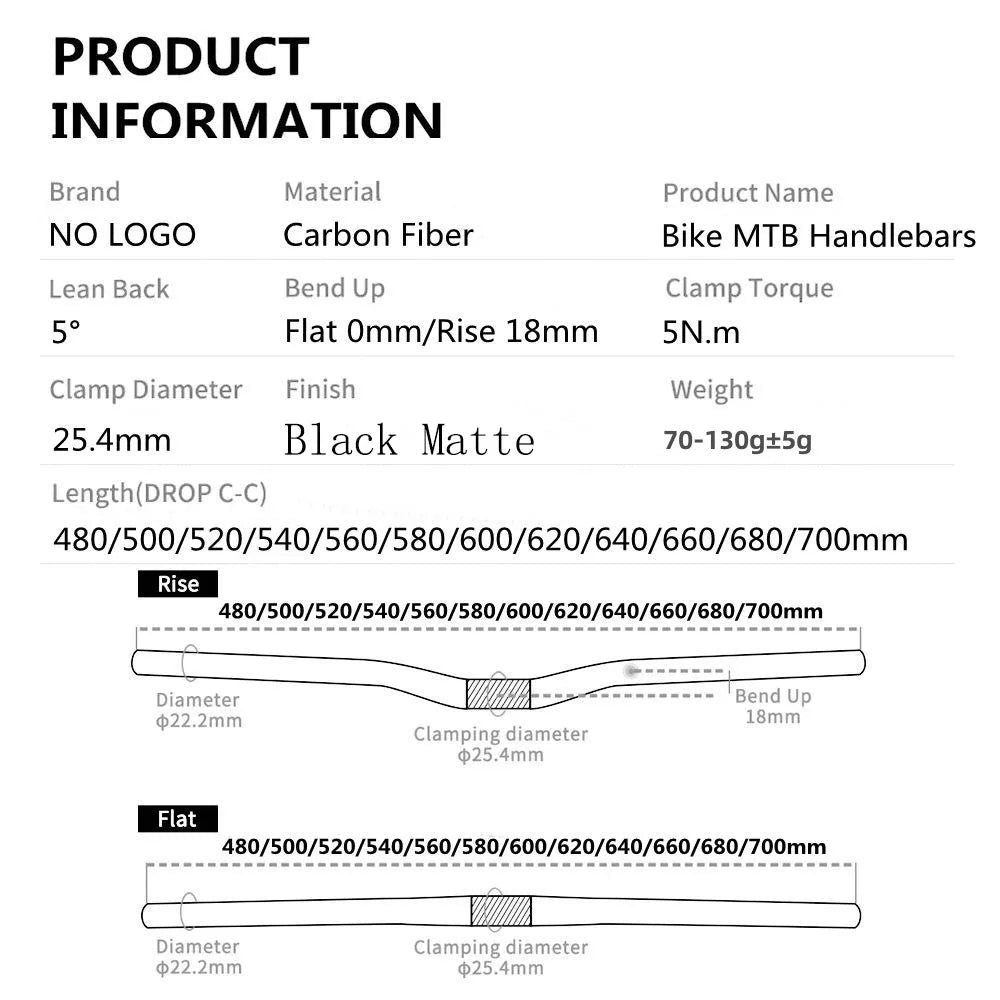 25.4 Full Carbon Handlebar Folding Bike Horizontal Handle Bar 400-700MM One-Shaped Ultralight Bicycle Straight Handlebar