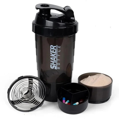 3 Layers Shaker Protein Bottle Powder Shake Cup Water Bottle Plastic Mixing Cup Body Building Exercise Bottles