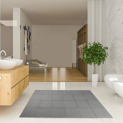 Interlocking Puzzle PVC Foam Gym Tile Floor Mats Cushion 24PCS 11.81" x 11.81" Non-Slip Pool Bathtub Floor Tiles Mats