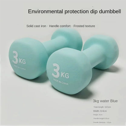 Yoga Flat Head Scrub Impregnated Plastic Dumbbells For Men And Women Home Exercise Sports Equipment Solid Cast Iron Dumbbells