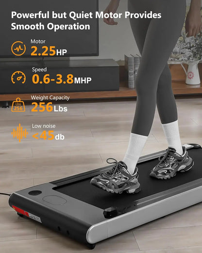 2.5 HP Walking Pad, [0.6-3.8 MPH] [256 LBS] Under Desk Treadmill, [Plug and Play] [Remote & LCD Display] Portable Treadmill