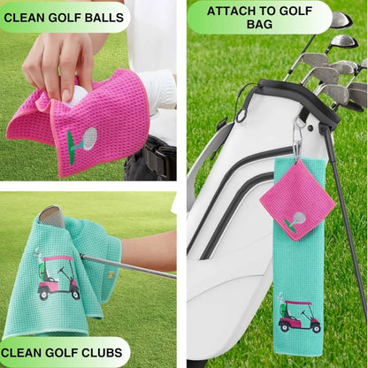 Funny Microfiber Premium Golf Towel, Embroidered Golf Towels for Golf Bags for Men&Women, Golf Accessories for Men Golfers