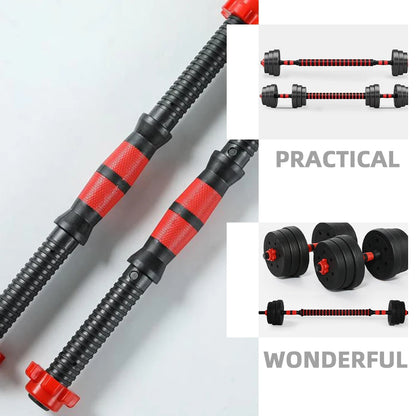 1 Set Dumbbell Connecting Rod Barbell Bars With Screw Nuts Non-Slip Dumbbell Grip Connector Dumbbell Exercise Fitness Accessory