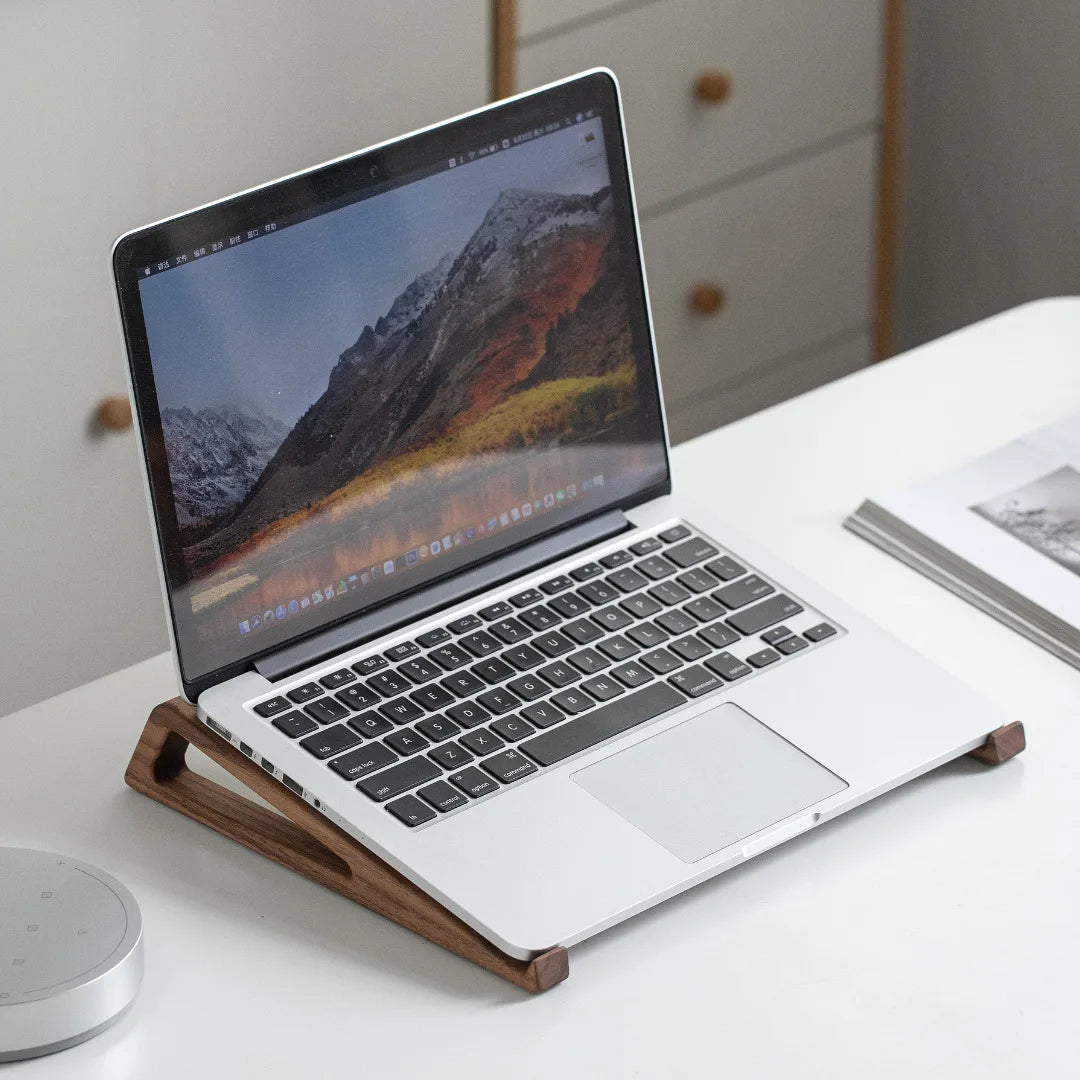 Wooden Folding Laptop Stand  Portable Height  Riser For Desk, Tablet Holder With Enhanced Heat Dissi
