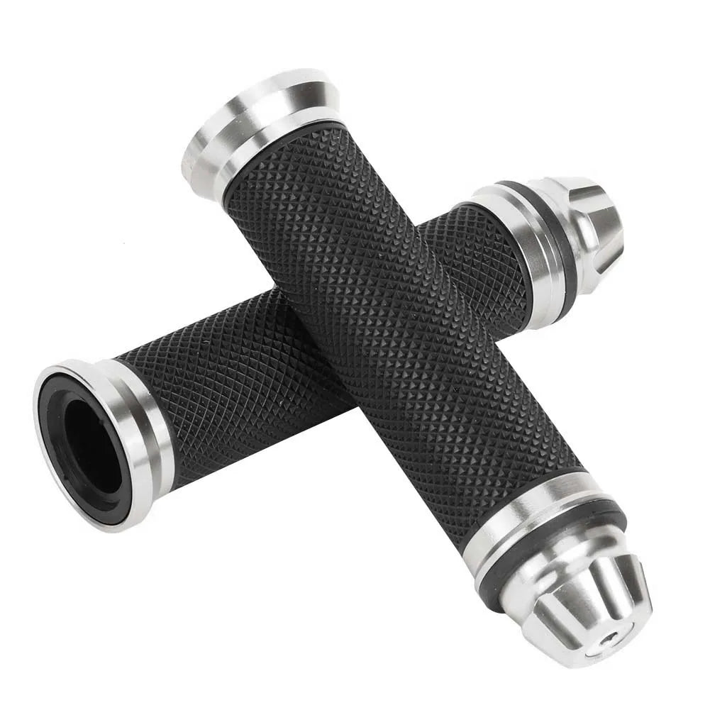 Handlebar Grips Motorcycle CNC Aluminum Rubber Handlebar Hand Grips for 7/8" Handle Bar Bike Bicycle Motorcycle Handlebar Grips