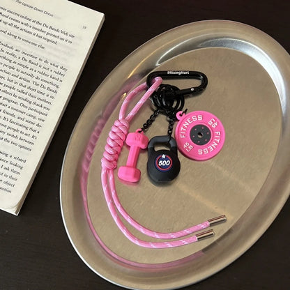 Mini Barbell Plates Key Chain with D-shaped Buckle Kettlebells Simulation Dumbbells Keyring Water Cups Creative