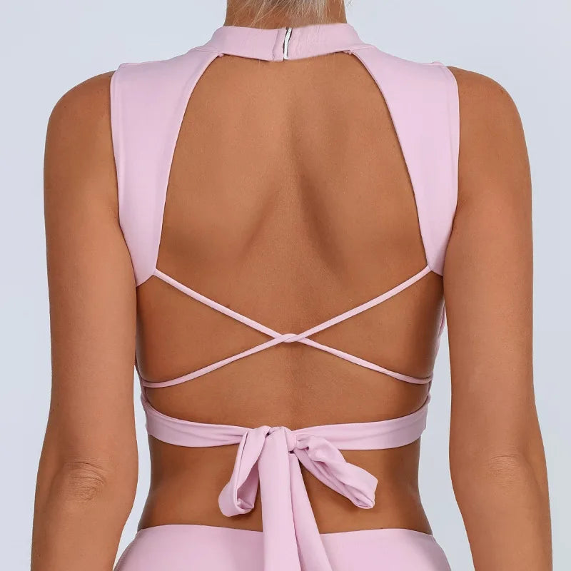 FUBEIKE Sports Bra Yoga Clothing Beauty Back Backless Quick-Drying Strap Sporty Woman Top Fitness Yoga Wear Sportswear