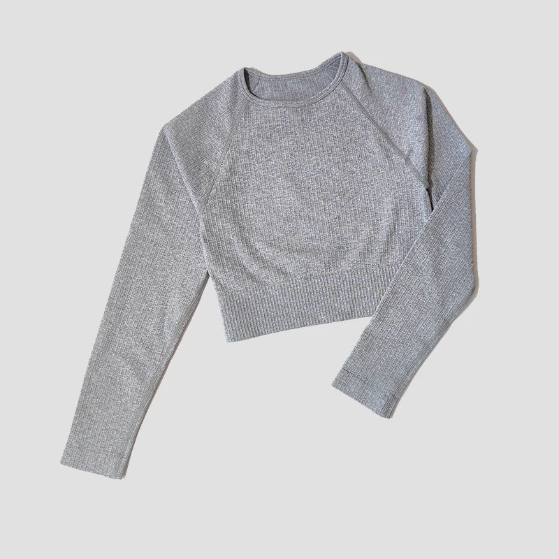 Yoga Sports Crop Top Long Sleeve Gym Women's Seamless T-shirt Fitness Woman Sport T-shirt Workout Tops For Women's Sportswear