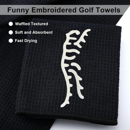 Funny Tiger Microfiber Premium Golf Towel, Embroidered Golf Towels for Golf Bags for Men&Women, Golf Accessories for Men Golfers