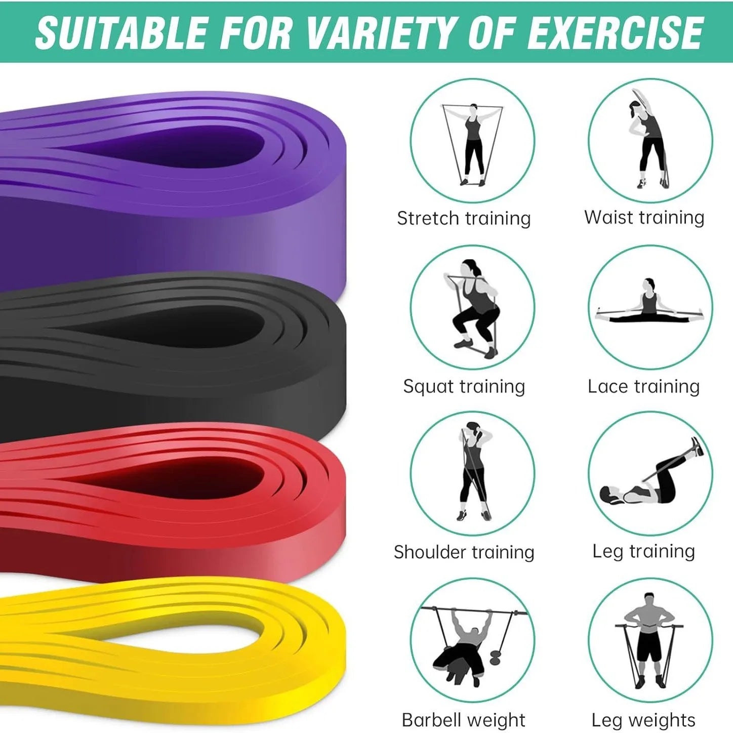 Sports Resistance Loop Bands for Men and Women Durable Elastic Bands for Strength Cardio Mobility and Cross Training Gym pilate