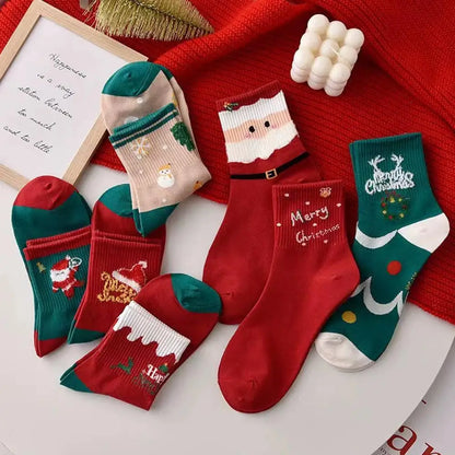2025 Christmas Socks 5Pairs Christmas Socks Animal Girls Christmas Gifts For ChildrenKawaii Cartoon Santa Claus Snowman