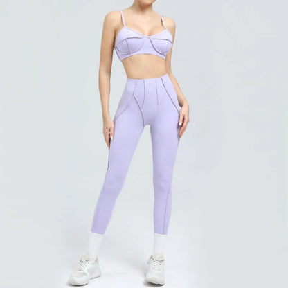 Yoga Sports Fitness Sets High Waist Hip-lifting Trousers Open Back Bra Suit Casual Running Workout Gym Leggings Sexy Sets Women