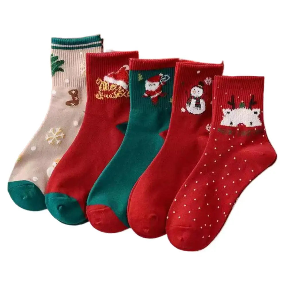 2025 Christmas Socks 5Pairs Christmas Socks Animal Girls Christmas Gifts For ChildrenKawaii Cartoon Santa Claus Snowman