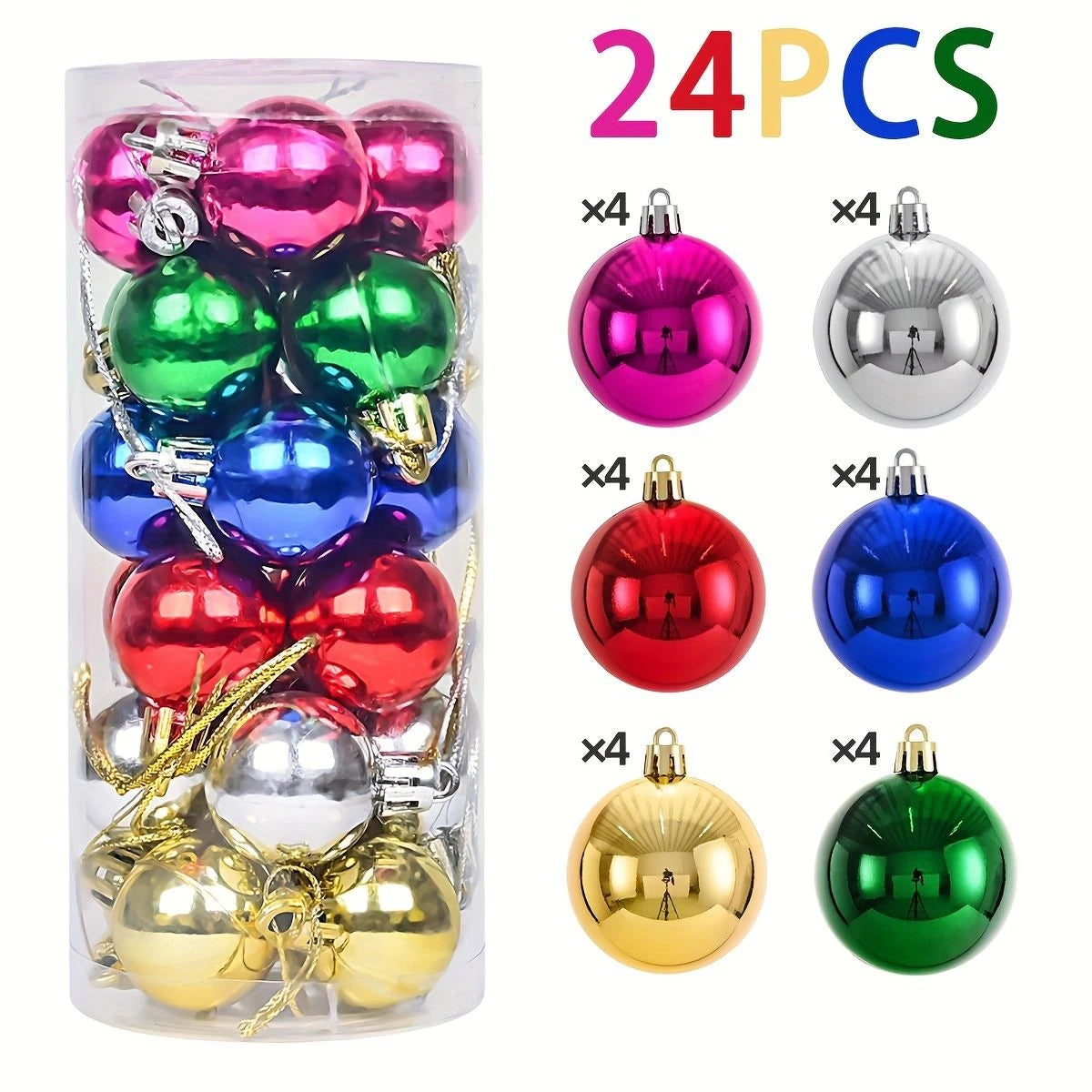 24/36Pcs Christmas Balls 4CM Ball Christmas Tree Pendant Ornaments for Home Party Decor 2025 New Year Navidad Gifts Accessories