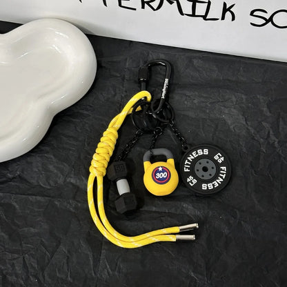 Mini Barbell Plates Key Chain with D-shaped Buckle Kettlebells Simulation Dumbbells Keyring Water Cups Creative