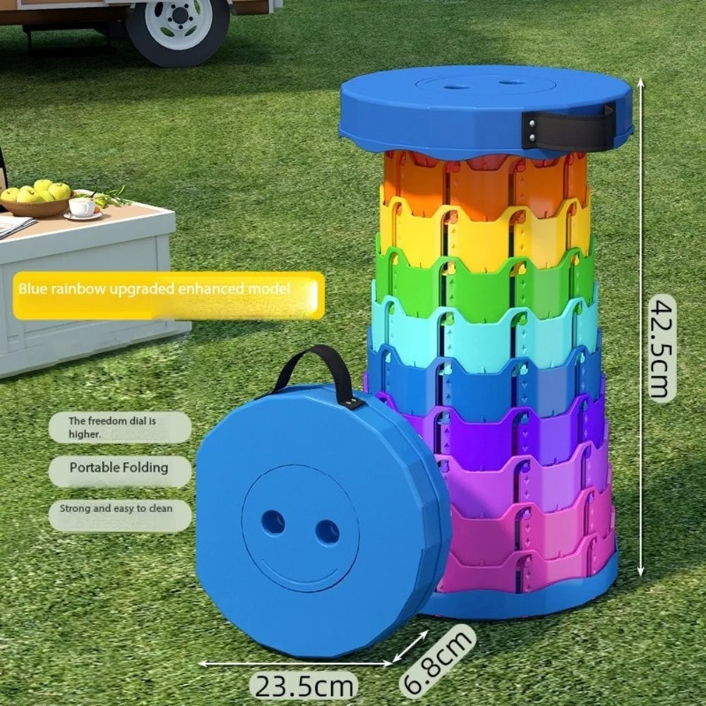 Handheld Rainbow Stretch Bench! Outdoor camping and fishing with one stool, adjustable height, portable and easy to carry