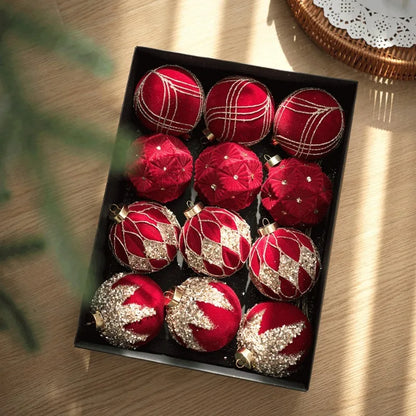 Plush ball wrap, Christmas ball, shaped ball, Christmas tree pendant, white woolen ball, Christmas decoration box set