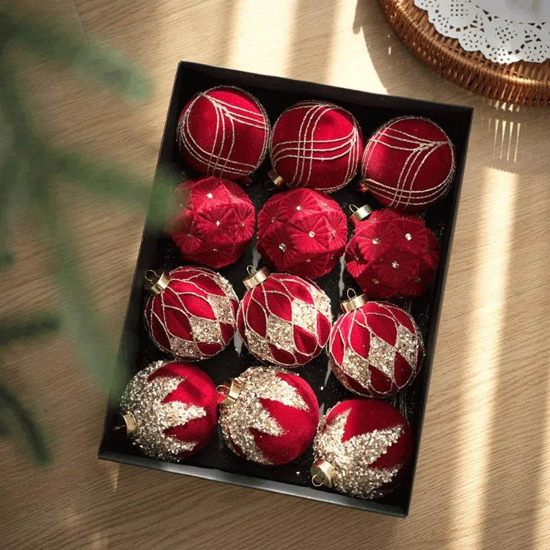 Plush ball wrap, Christmas ball, shaped ball, Christmas tree pendant, white woolen ball, Christmas decoration box set