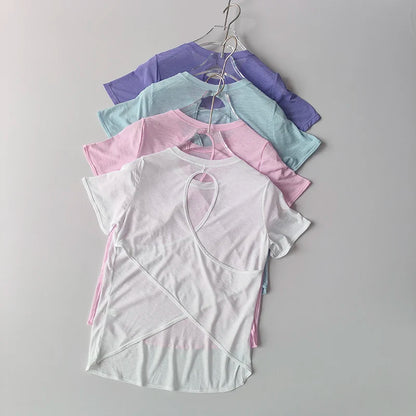 Yoga Short-sleeved Top for Women in Summer T-shirt Training Quick-drying Fitness Vest Pilates Slim Fit Slim Shirt Top Clothing
