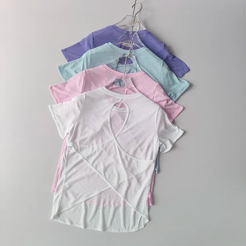 Yoga Short-sleeved Top for Women in Summer T-shirt Training Quick-drying Fitness Vest Pilates Slim Fit Slim Shirt Top Clothing