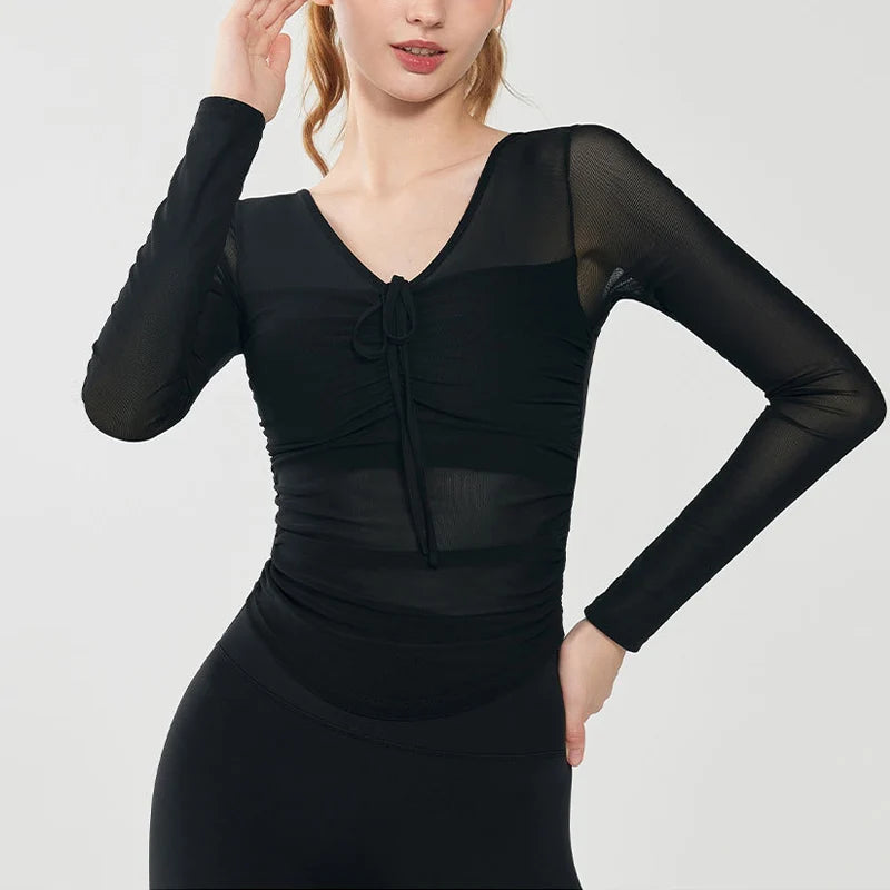 Yoga Suits for Women New Sports Tops with Chest Pads and Long Sleeves Professional Pilates Training Fitness Outside Clothing