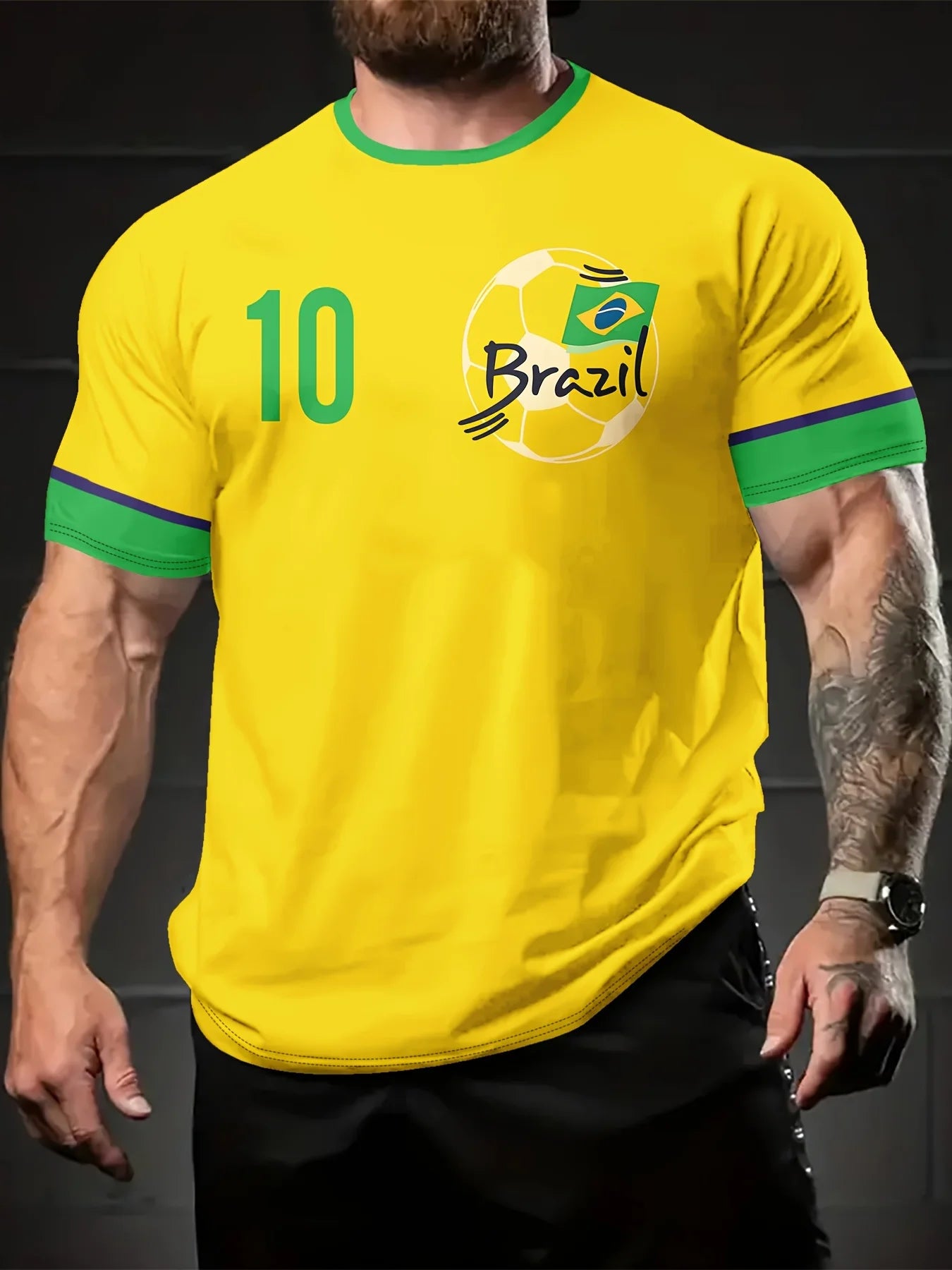Men's Summer Sports T-Shirt Brazilian Element 2025 New Round Neck Breathable Jersey Sweating Quick Dry Loose Running Pullover