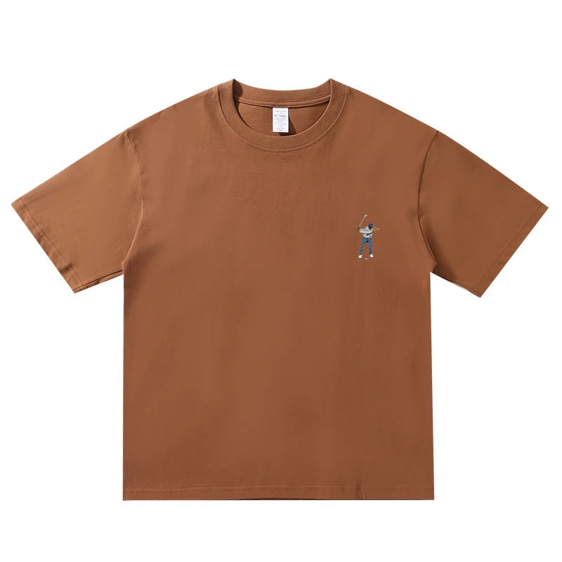 Summer New Golf T-shirt Unisex Golf Round Neck Top Breathable Loose Sports T-shirt Golf Wear for Men and Women