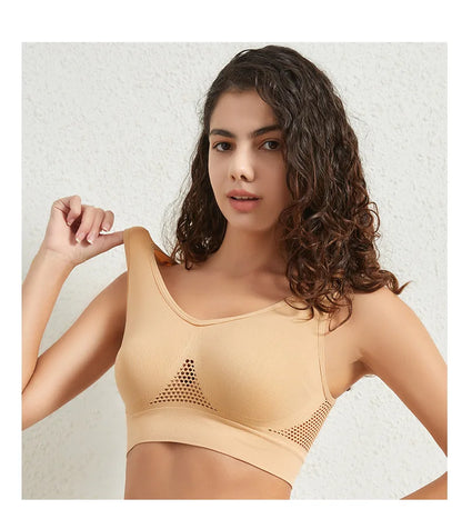 Sports bra for women with small breasts gathered for fitness running yoga and beauty Tank top without steel rings Large siz