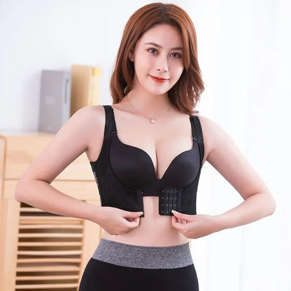 Women's Gathering Shaping Sports Bra With Reinforced Chest Support for Side Bust Adjustment Comfortable Body Shaper