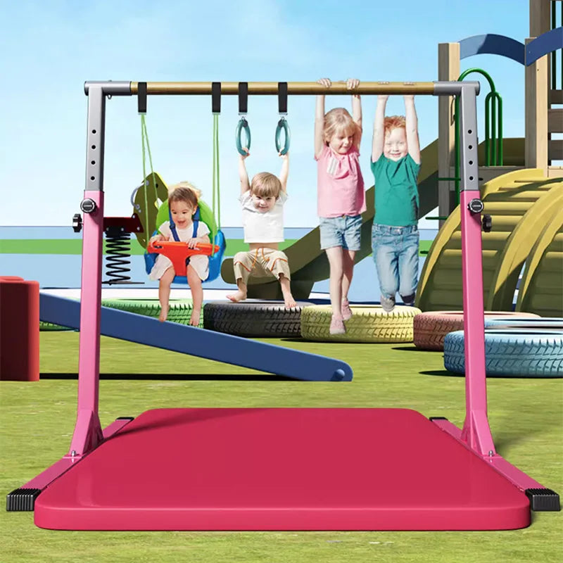 Children's single pole Horizontal Bar,3' to 5' Adjustable Height,Ideal for Indoor and Home Training,1-4 Levels,1000KG Weight Cap