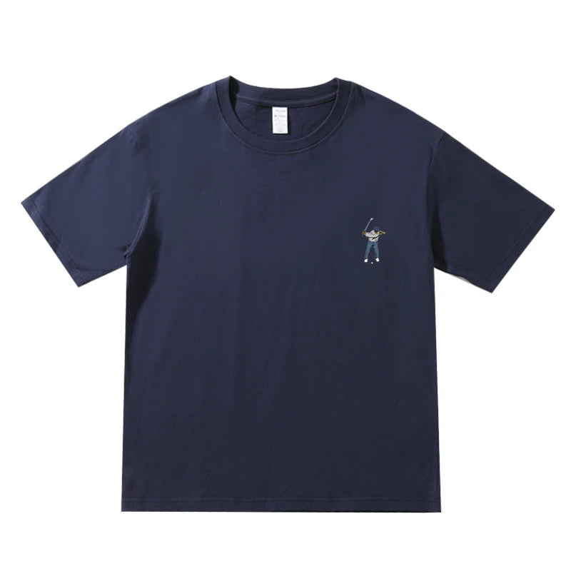 Summer New Golf T-shirt Unisex Golf Round Neck Top Breathable Loose Sports T-shirt Golf Wear for Men and Women