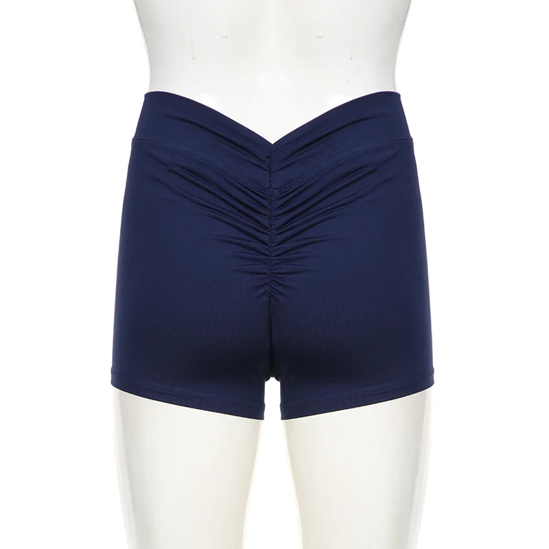 Darlingaga Casual Solid Ruched Skinny Summer Shorts Women Sportswear Gym Basic Short Pants Folds Yoga Clothing Streetwear Bottom