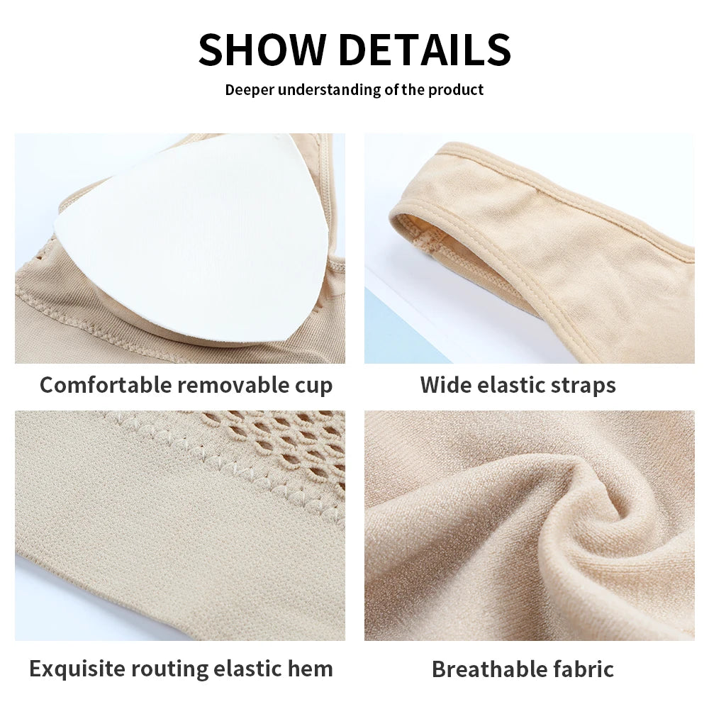 Sports Bras For Women Unwired Bras Wireless S-6XL Plus Size Sexy Backless Push Up Seamless Mesh Top Bra Without Bones Frame Bras