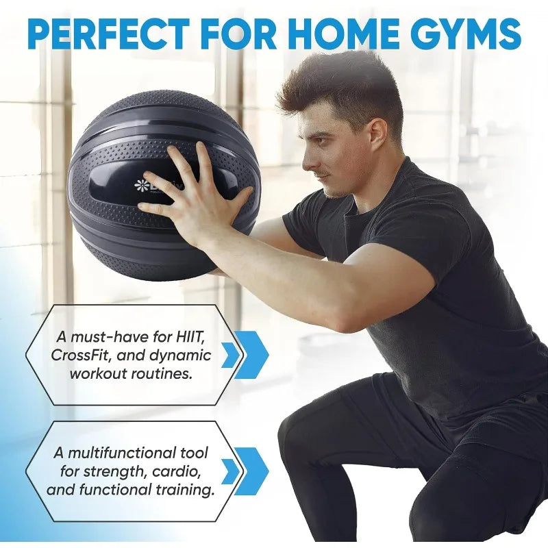 bintiva Non Bounce Slam Ball - Exercise Weighted Deadball for Workout and Fitness Routines - Medicine Dead Weight Ball