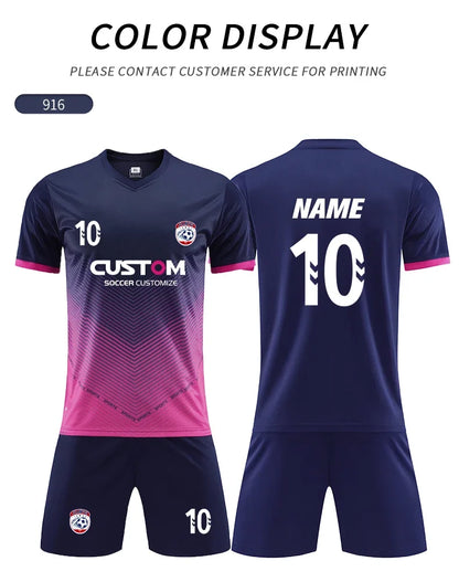 Custom Soccer Uniforms Football Training Clothing Adults Kid Clothes Short Sleeve Printing Men Boys Soccer Clothes Sets Jls916