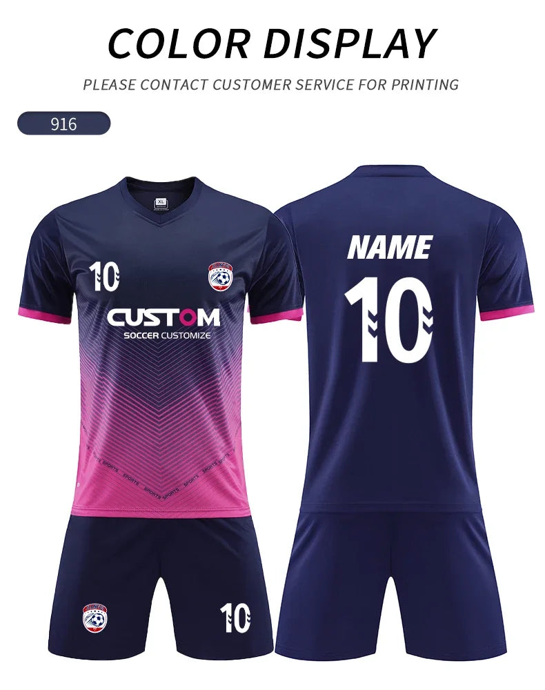 Custom Soccer Uniforms Football Training Clothing Adults Kid Clothes Short Sleeve Printing Men Boys Soccer Clothes Sets Jls916