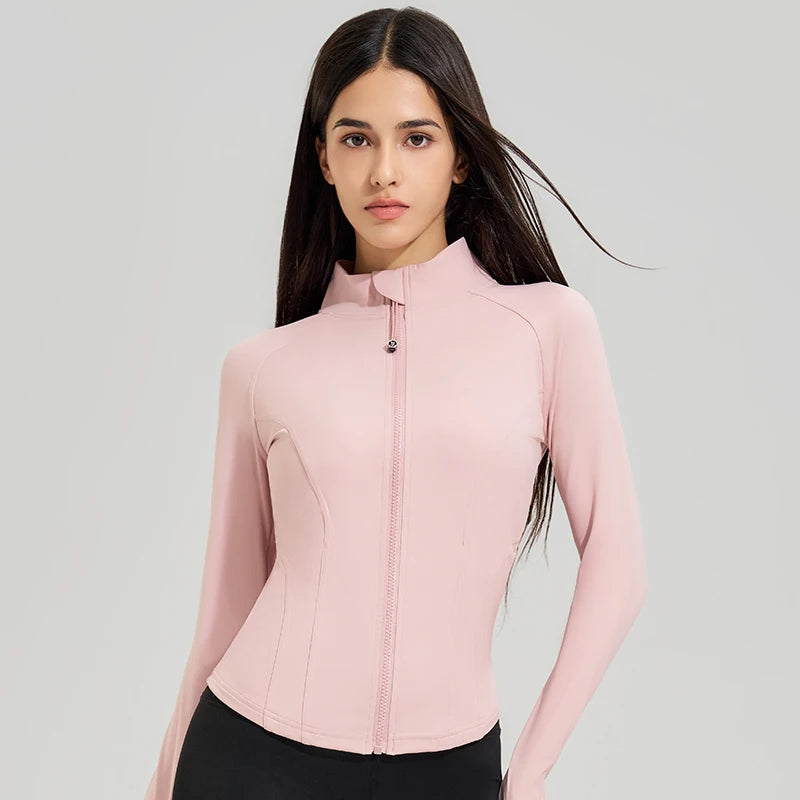 Exercise jacket yoga fitness clothing long-sleeved women four seasons running fast dry tight tops gym yoga jacket