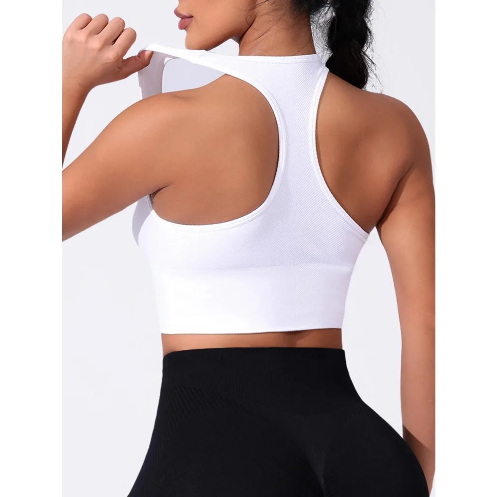Seamless Sport Bras Gym Top High Intensity Underwear Running Training Yoga Bra Shockproof Ribbed  Fitness Yoga Vest Crop Top