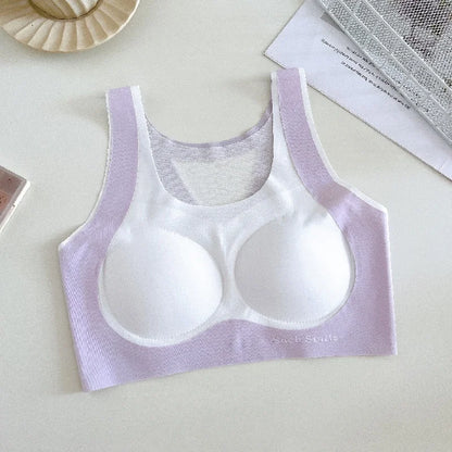 Women Sports Bras Fixed Cup Brassiere Wireless Padded Stretch Tank Tops Girls Vest Ultra Thin Breathable Lingerie Large Size